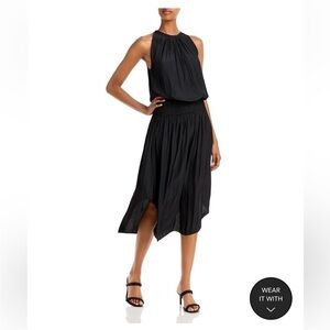 RAMY BROOK Audrey Sleeveless Halter Drop Waist Midi Dress Black size XS